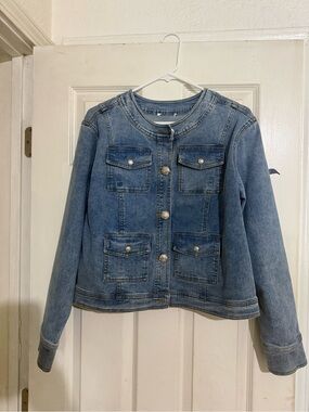 Light Wash Denim Jacket with Button Front
